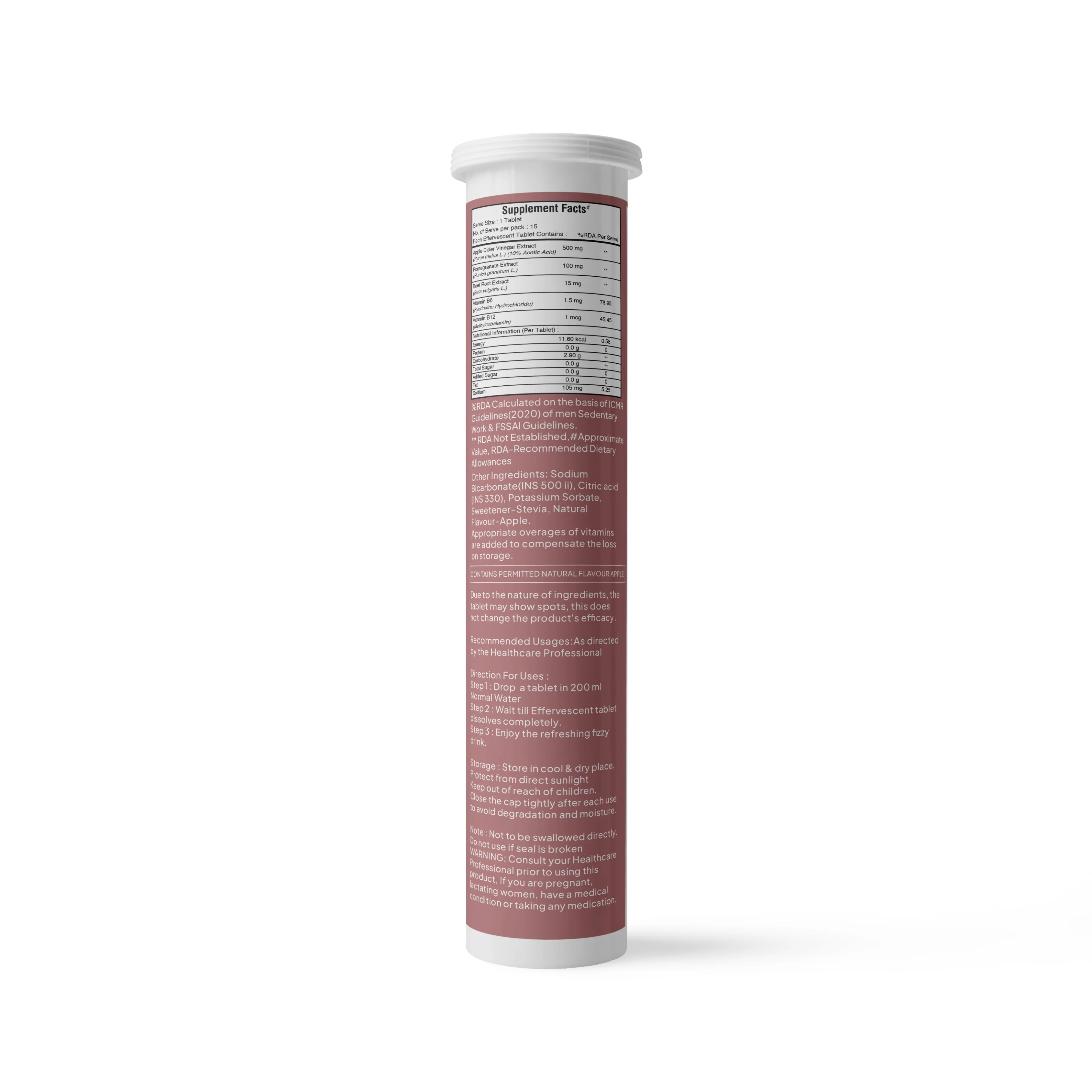 Apple Cider Vinegar Effervescent Tablets | 15 Tabs per Pack | Pack of 2 - Image 12