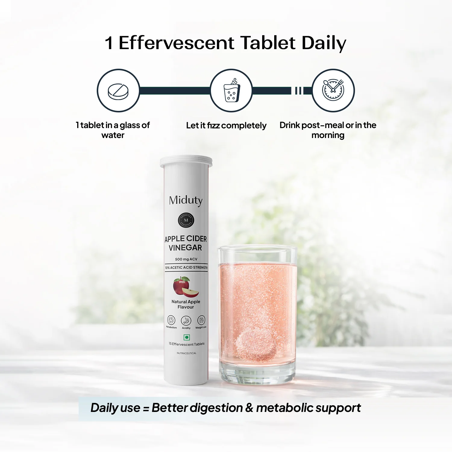 Apple Cider Vinegar Effervescent Tablets | 15 Tabs per Pack | Pack of 2 - Image 9