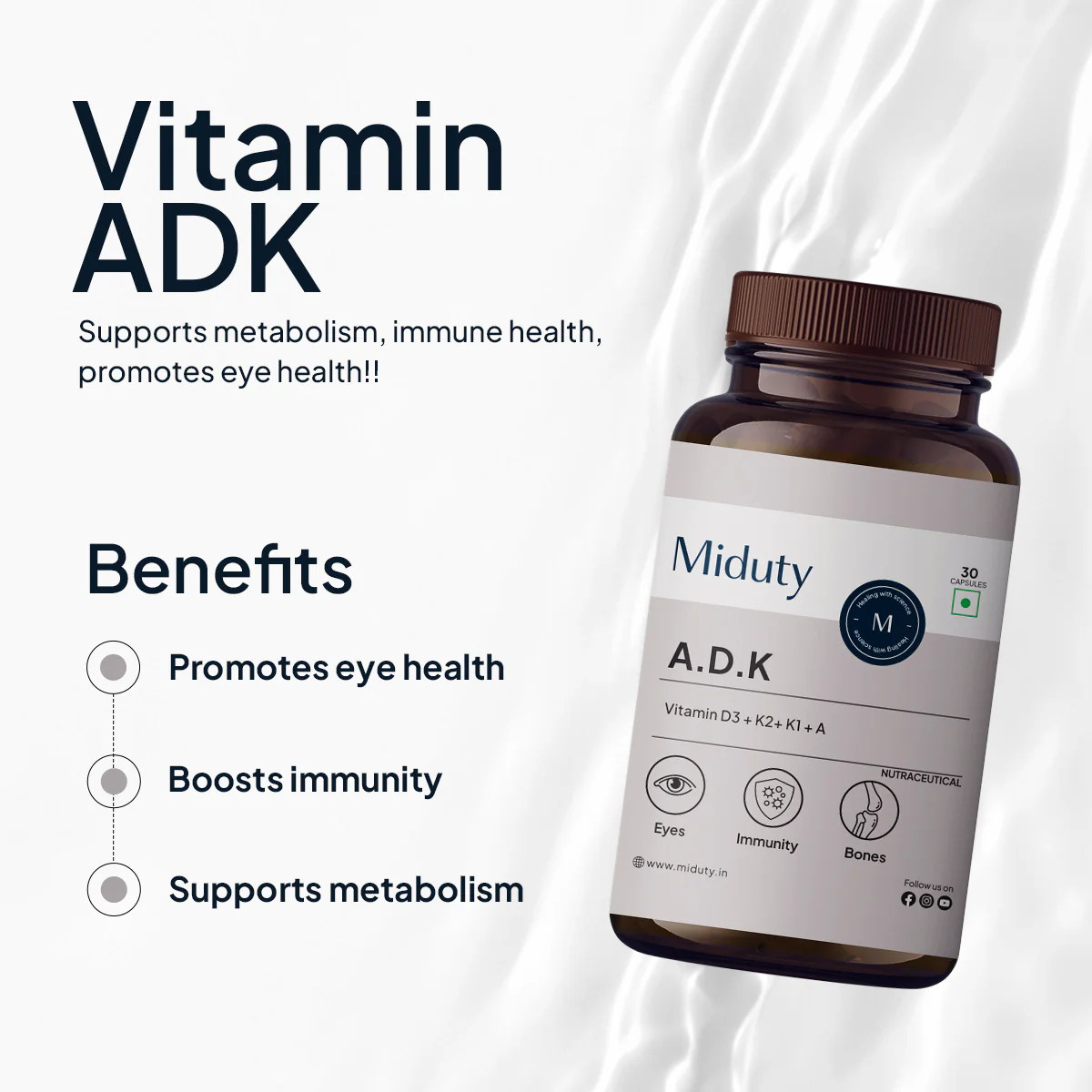 Vitamin ADK | 5000 IU | Vitamin A, K1, K2 & D3 Capsules - Image 3